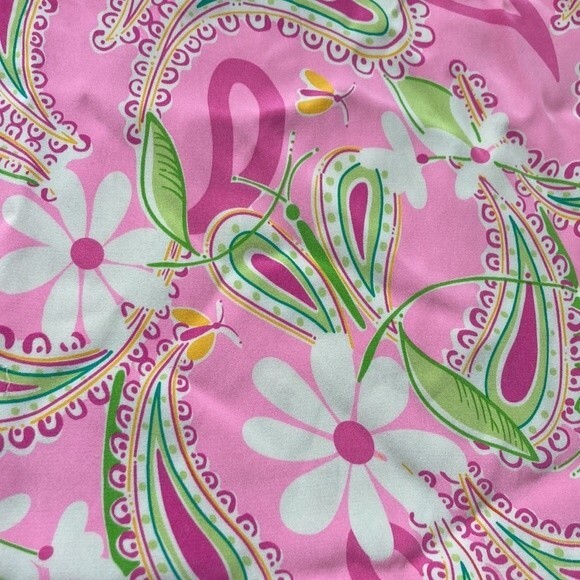Vintage 80s 90s Lilly Pulitzer Midi Pink Summer Silk Floral Paisley Skirt Size 2 - Picture 15 of 16